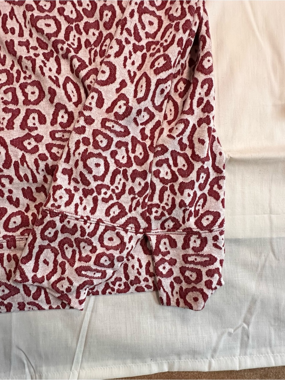 AnyBody Women's Burgundy and Cream Leopard Cowl Pullover - Picture 9 of 13
